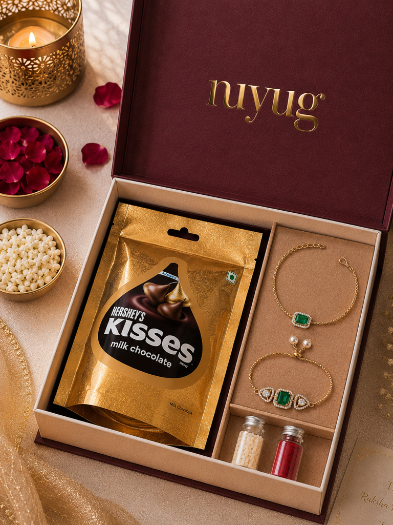 Eternz Certified Jewellery - Nuyug Emerald Royale Bhaiya Bhabhi Hamper (Adjustable)