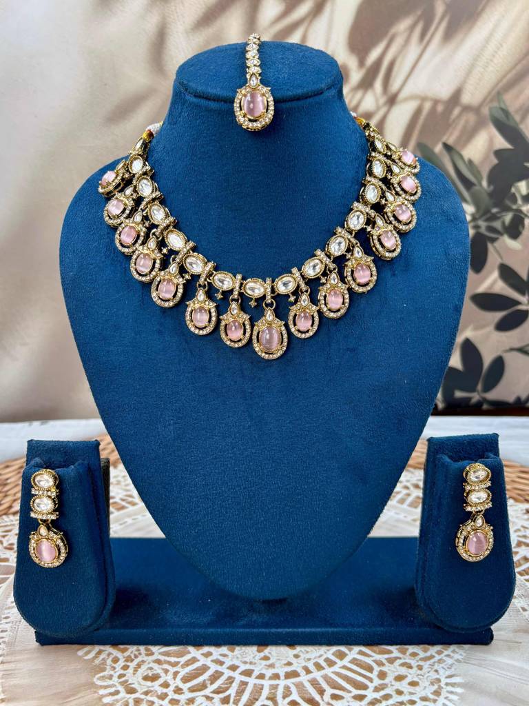 Indian Bridal Kundan Jewelery Set : HBN-42-PINK