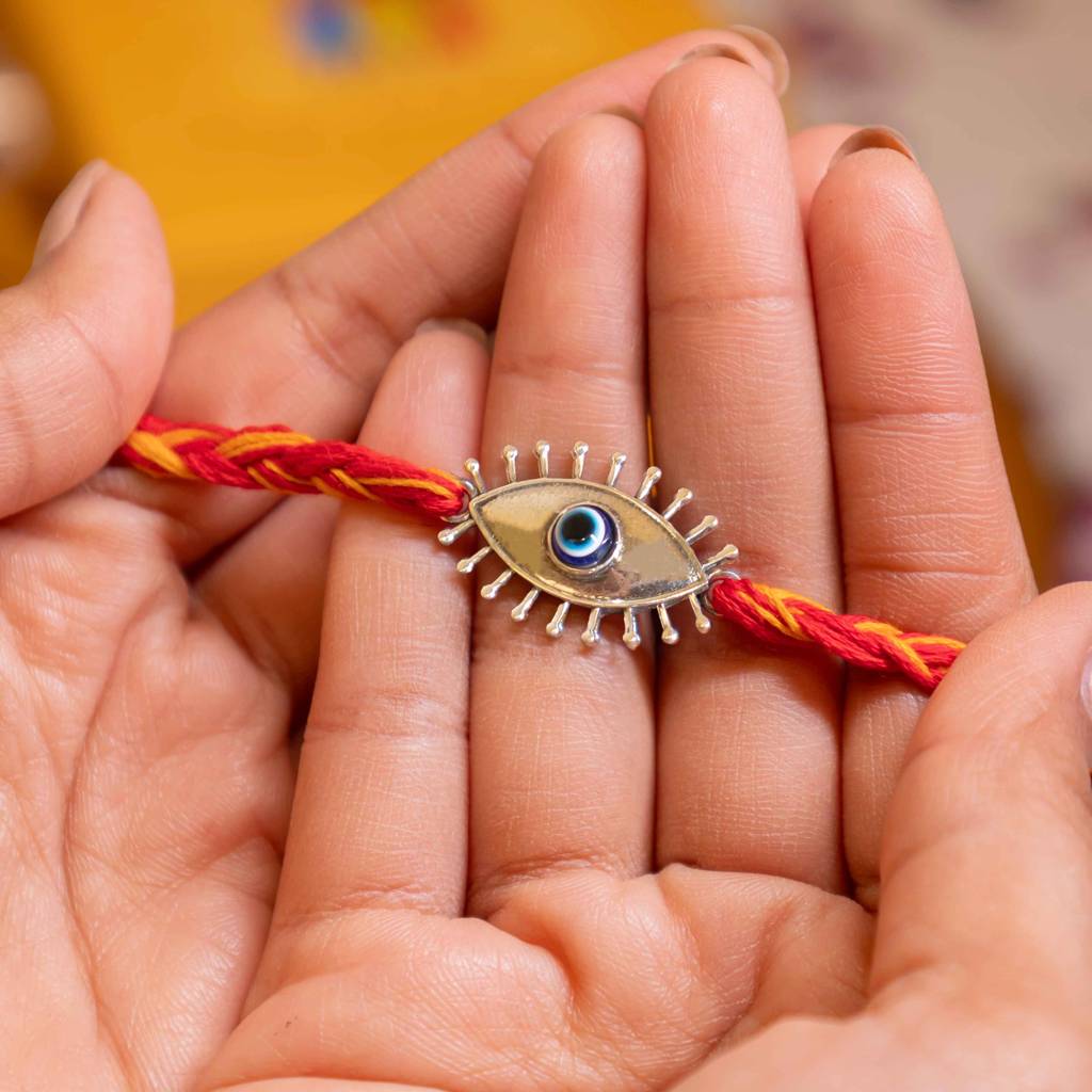 Eternz Certified Jewellery - Shyle 925 Sterling Silver Adya Netra Evil Eye Rakhi (Adjustable)