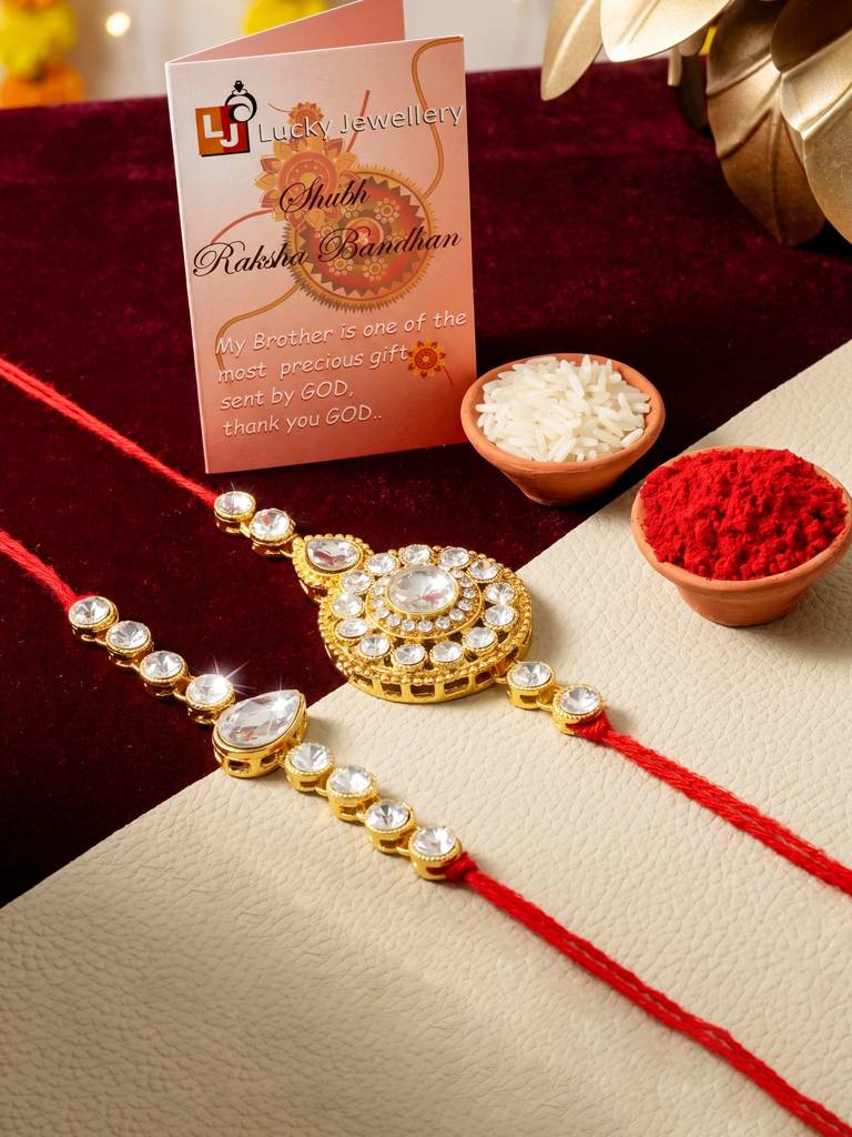 Traditional Rakhi For Bhaiya/Bhabhi Red Thread Rakshabandhan Rakhie (Pack Of 2) Rakhee Rakshasutra : 159-L1R1-21-W-2-2026