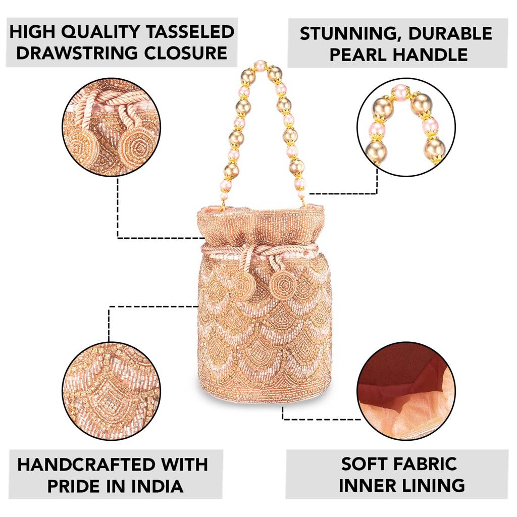 Potli Bags For Women Evening Bag Clutch Ethnic Bride Purse With Drawstring (P70C) : P70C