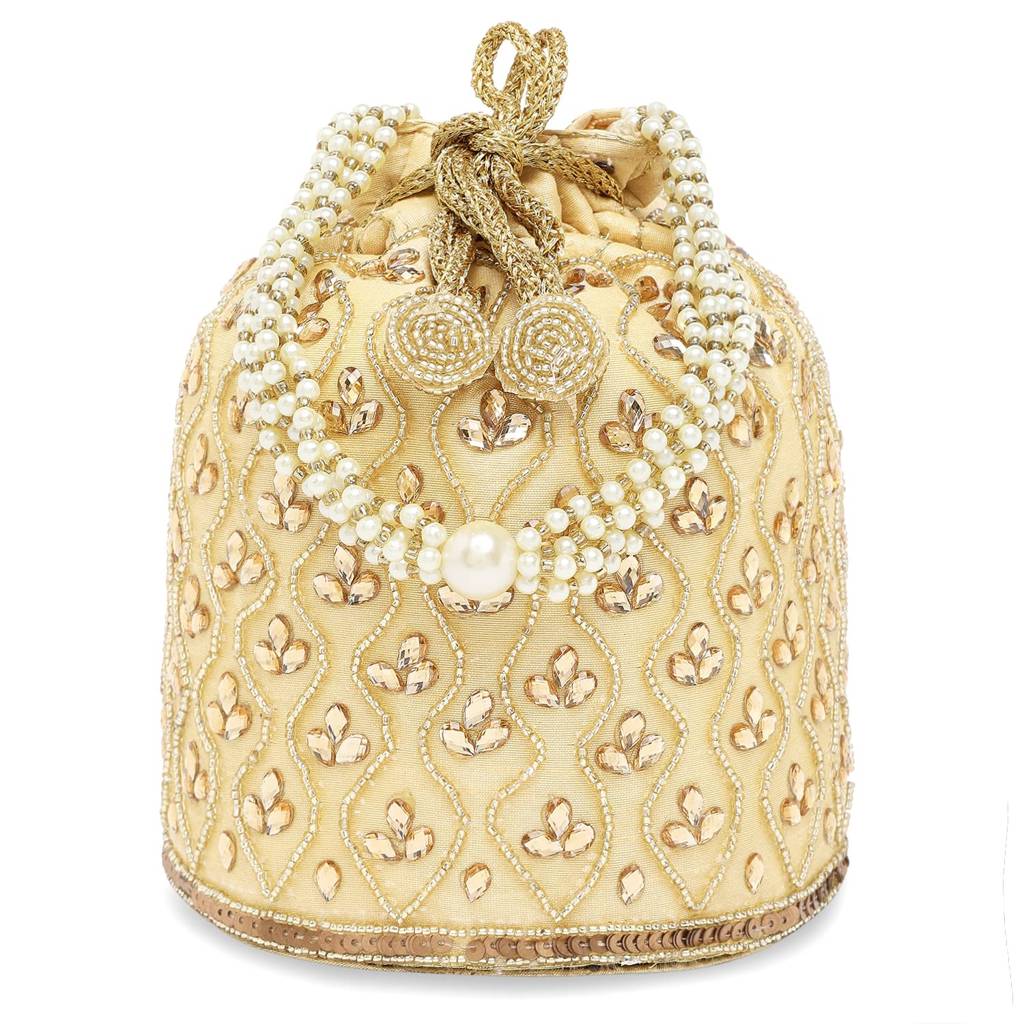 Embroidered Potli Bag For Women Handmade Ethnic Purse Evening Handbags Stylish Bridal Fashion Clutch Bag Gift For Girls : P88G