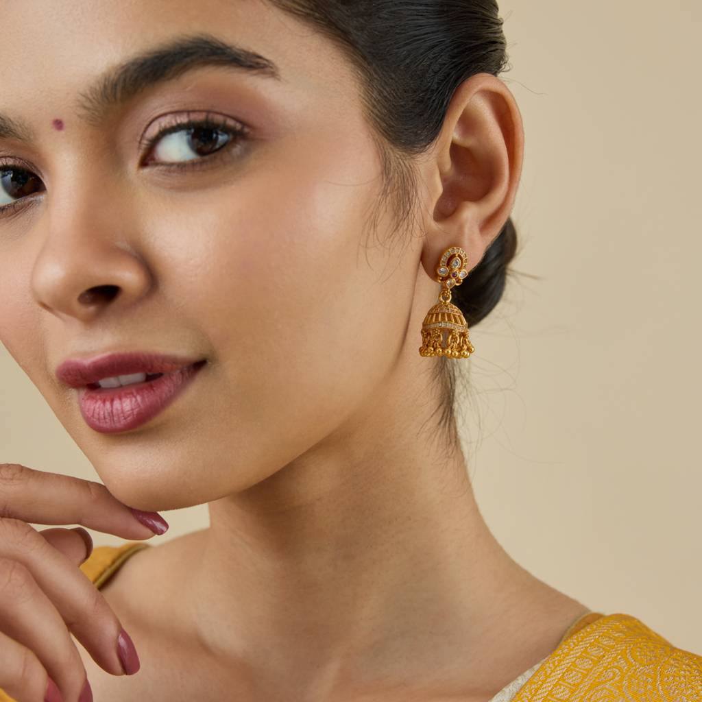 Ruby Gold - Plated Festive Temple Earring - 434583 : 434583