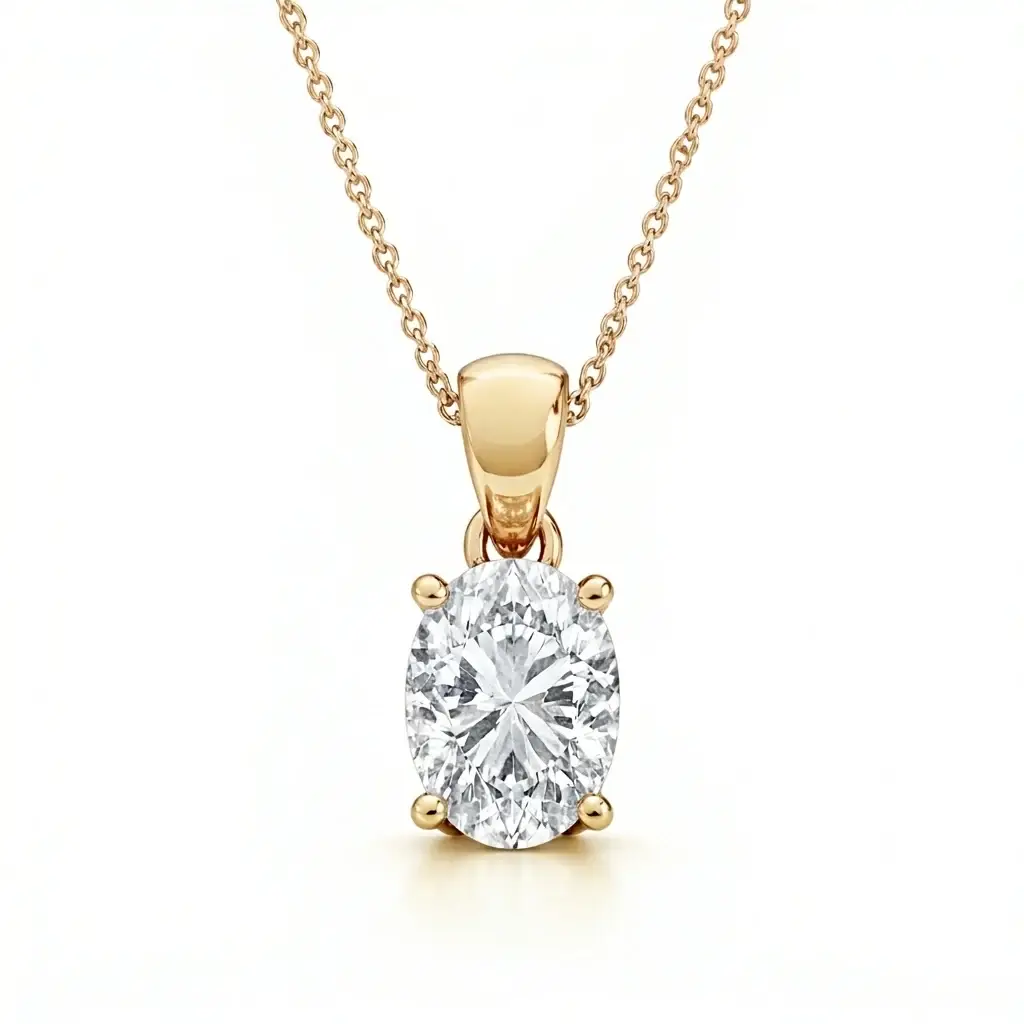 0.25 Ct Oval Diamond Women'S Pendant | Prong-Set Solitaire Design : PD-CC-0.25OVAI13-YE-Silver925-LabD