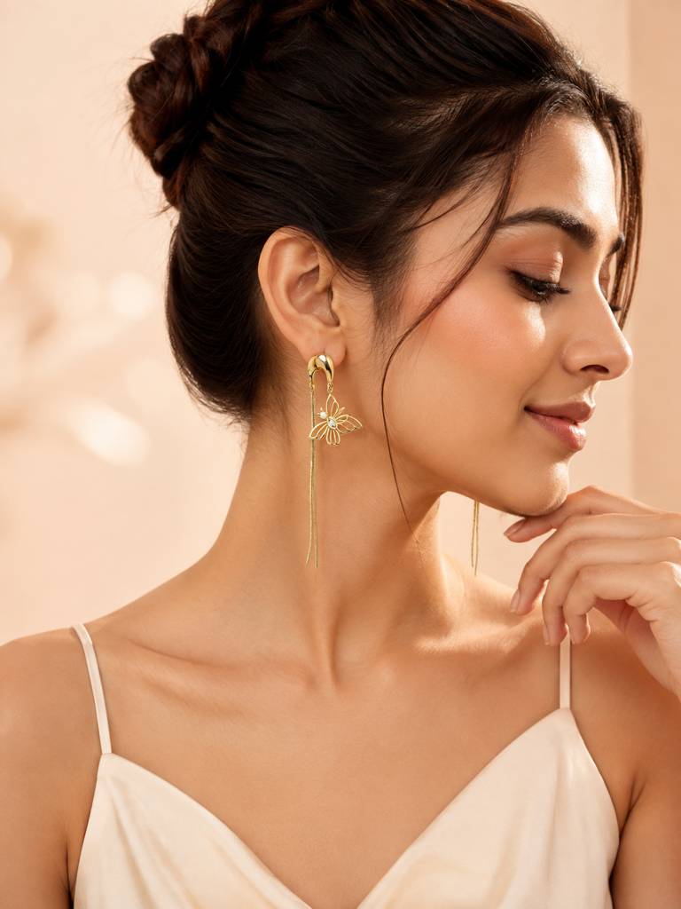 Butterfly Tassel Drop Earrings : AN-LJ-GO-0063-DE