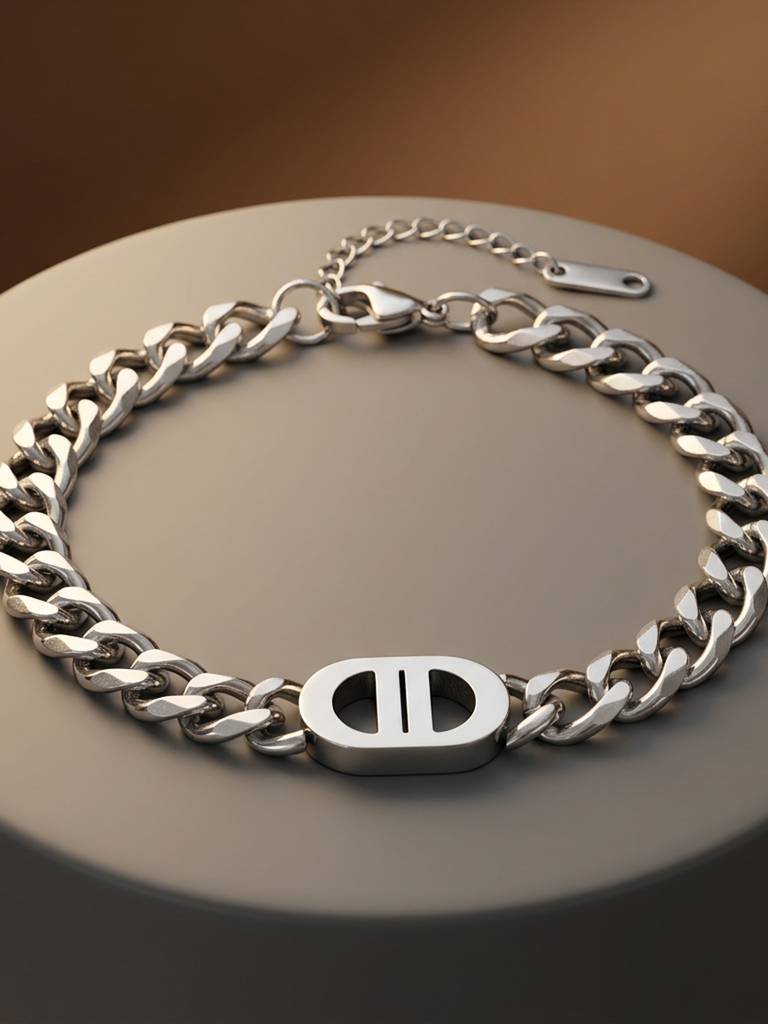 Cuban Plate Bracelet Stainless Steel Waterproof & Anti-Tarnish : B66SJSS0S