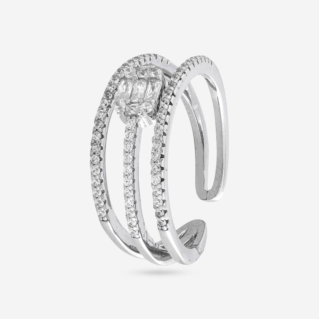 White Rodium Plated - Office Wear Silver Finger Ring - 465867 : 465867