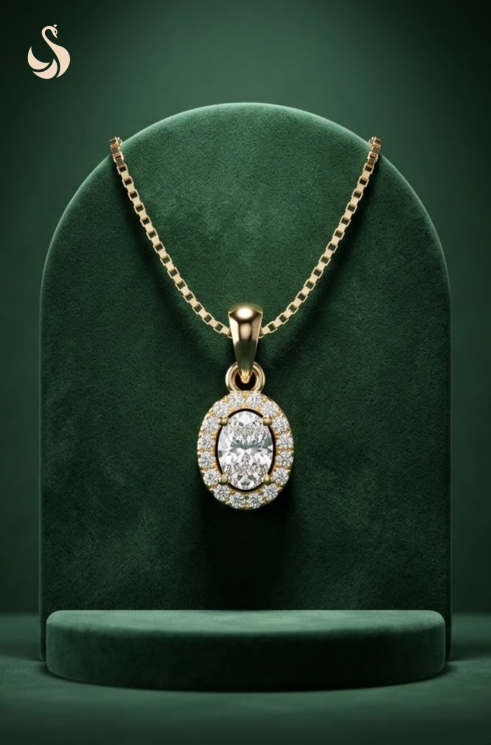 Oval Halo Pendant : SIY-OVA-080