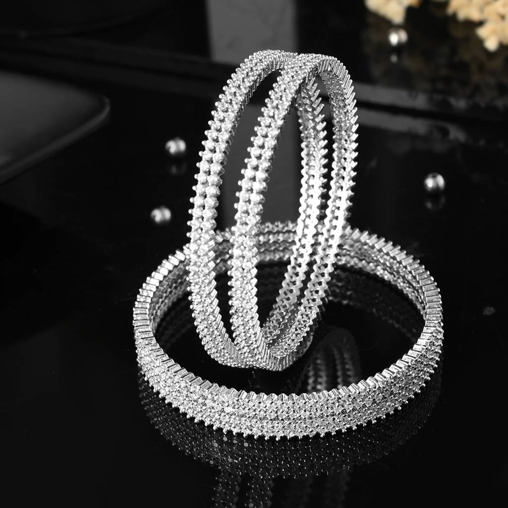 Sparkling Elegance White Cluster Setting Cz Bracelets : 8905124523287