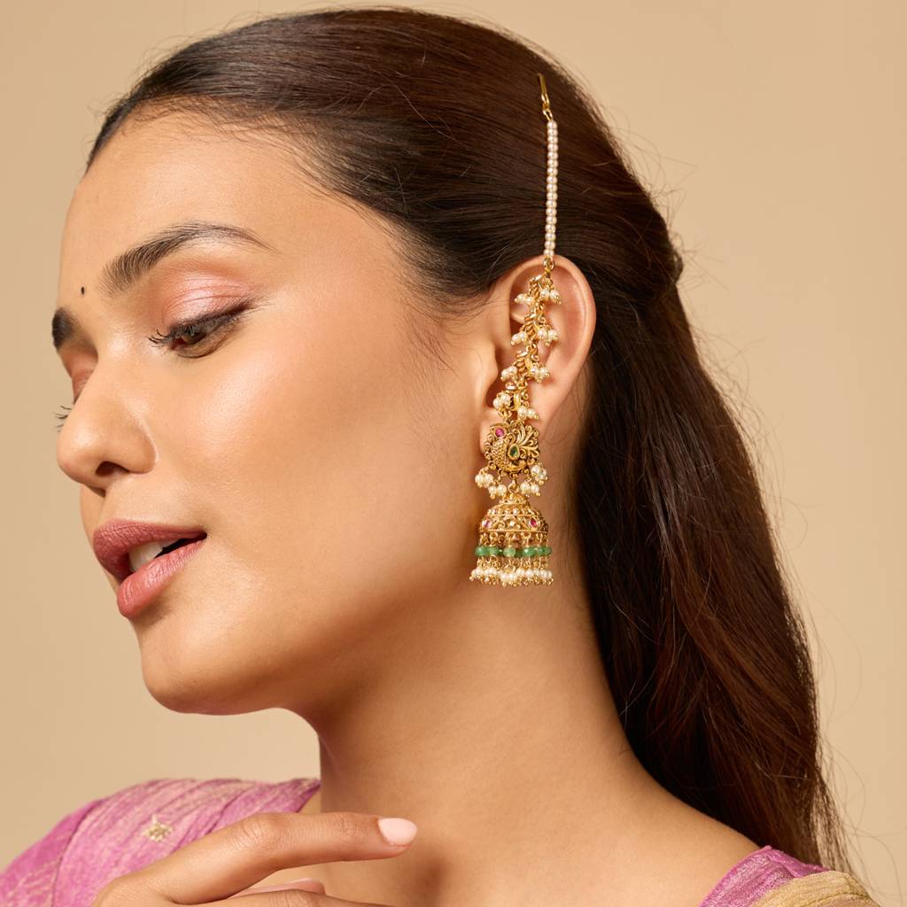 Ruby-Green Gold - Plated Bridesmaid Antique Earring - 442846 : 442846