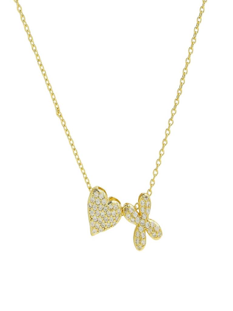 Reversible Initial Letter & Heart With Zircons Gold Plated Antitarnish Pendant : ABY0226P201GX