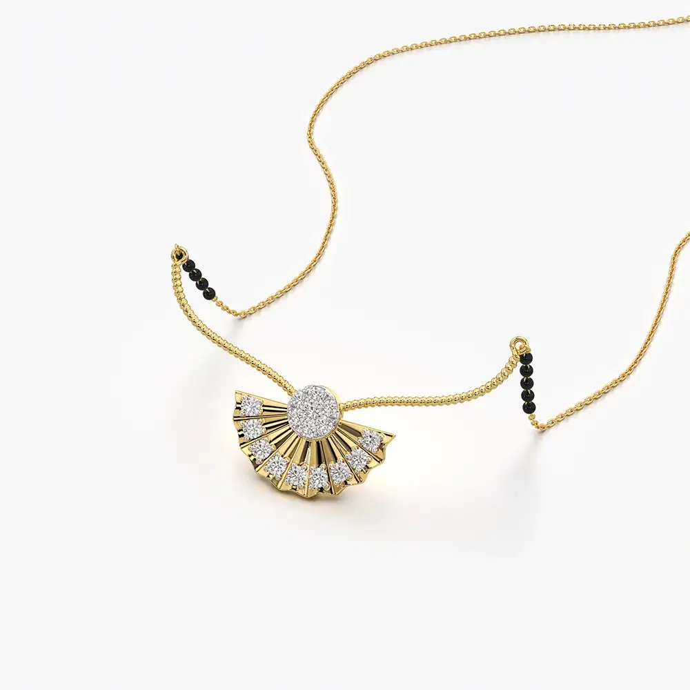Art Deco Fan Sunburst Mangalsutra Necklace : KNM0031-Gold