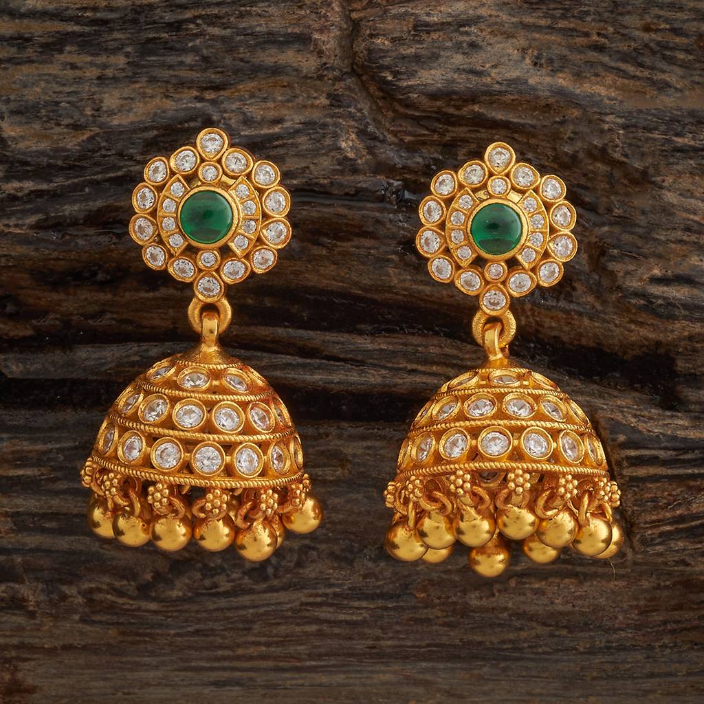 Gold - Plated Festive Temple Earring - 434363 : 434364