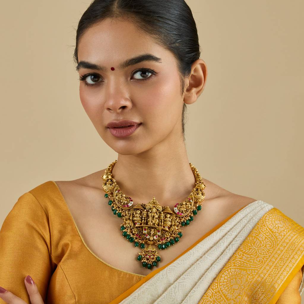Ruby-Green Gold - Plated Bridesmaid Temple Necklace - 424631 : 424631