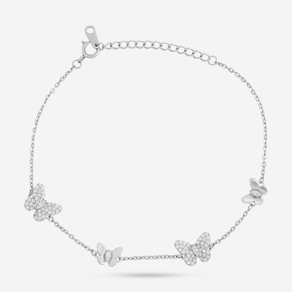 White - Plated Office Wear Silver Bracelet - 466410 : 466411