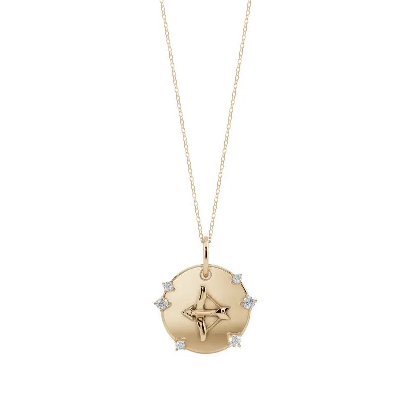 Sagitta Voyage | Sagittarius Charm Semi Silver Pendant Necklace : VZD01-SGTR-SM-C