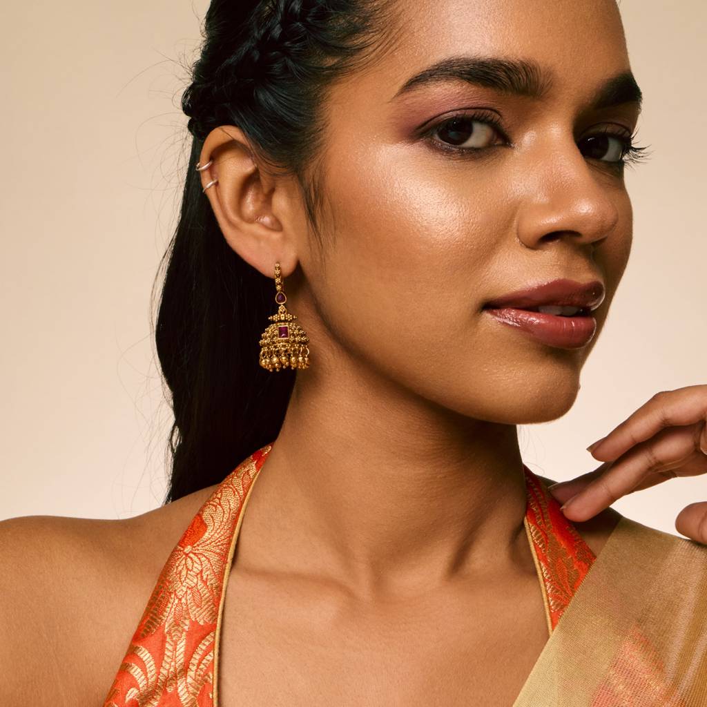 Ruby Gold - Plated Festive Antique Earring - 453123 : 453123
