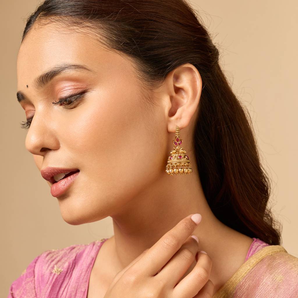 Ruby Gold - Plated Festive Antique Earring - 445957 : 445957