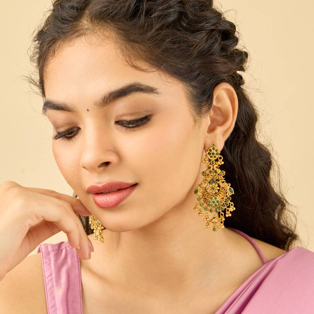 Green Gold - Plated Bridal Antique Earring - 441927 : 441927