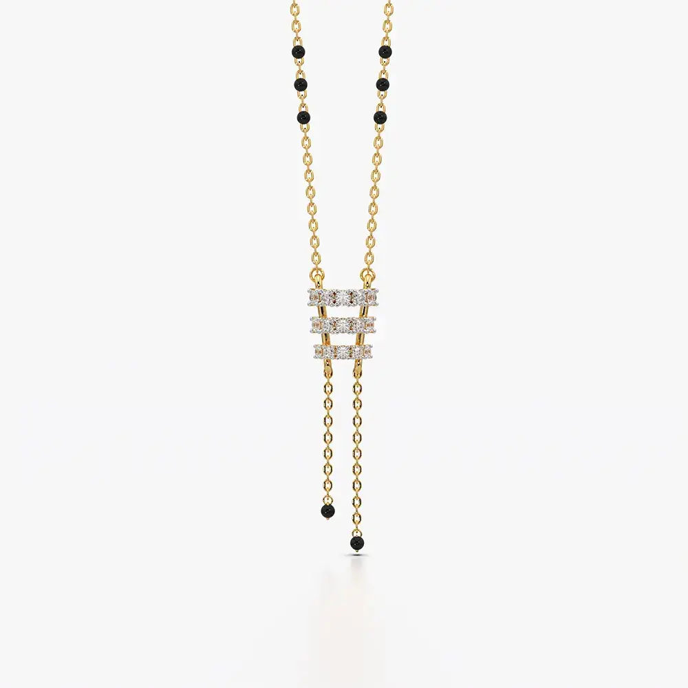 Triple Bar Tassel Drop Mangalsutra Necklace : KNM0028-Gold