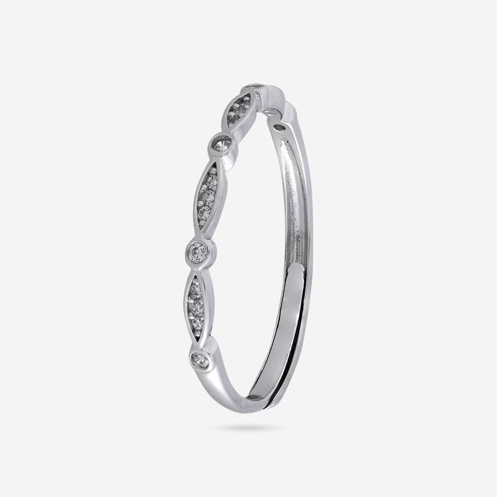 White Rodium Plated - Office Wear Silver Finger Ring - 465952 : 465952