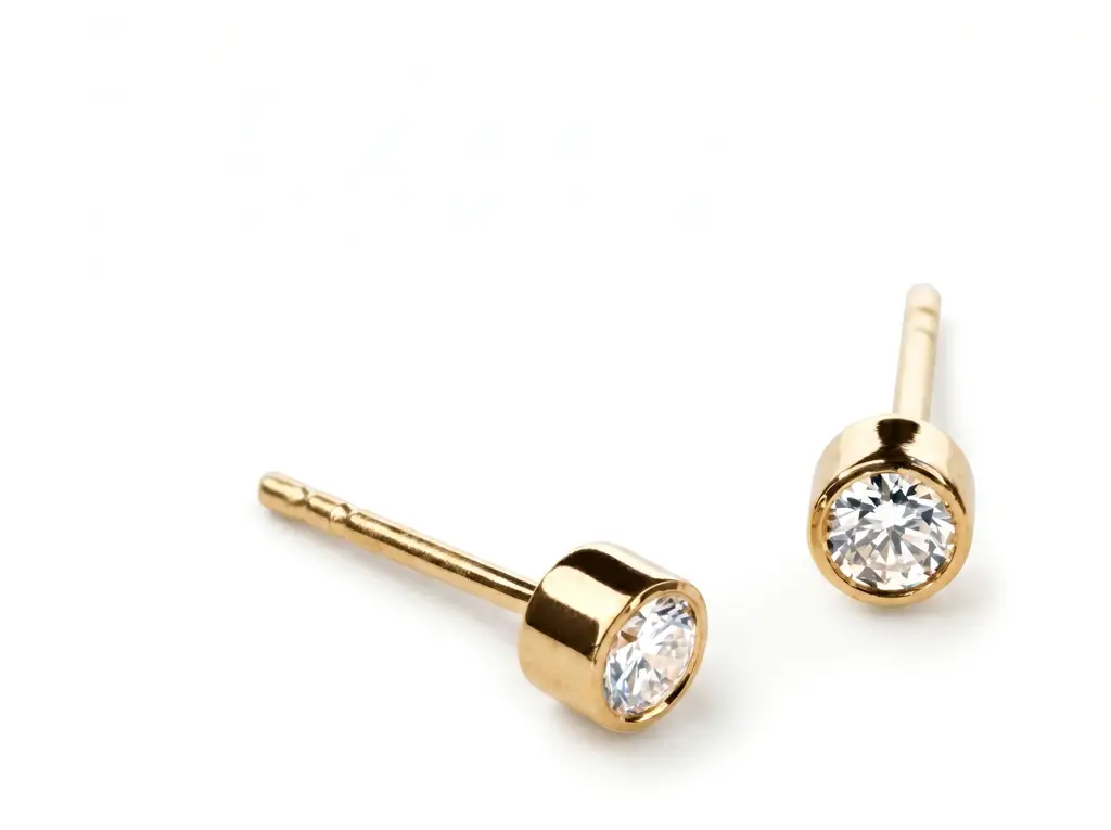 Men'S Round Diamond Bezel Set Stud Earrings | Minimal Classic Design : ER-CC-CZAI11-YE-Silver925-LabD