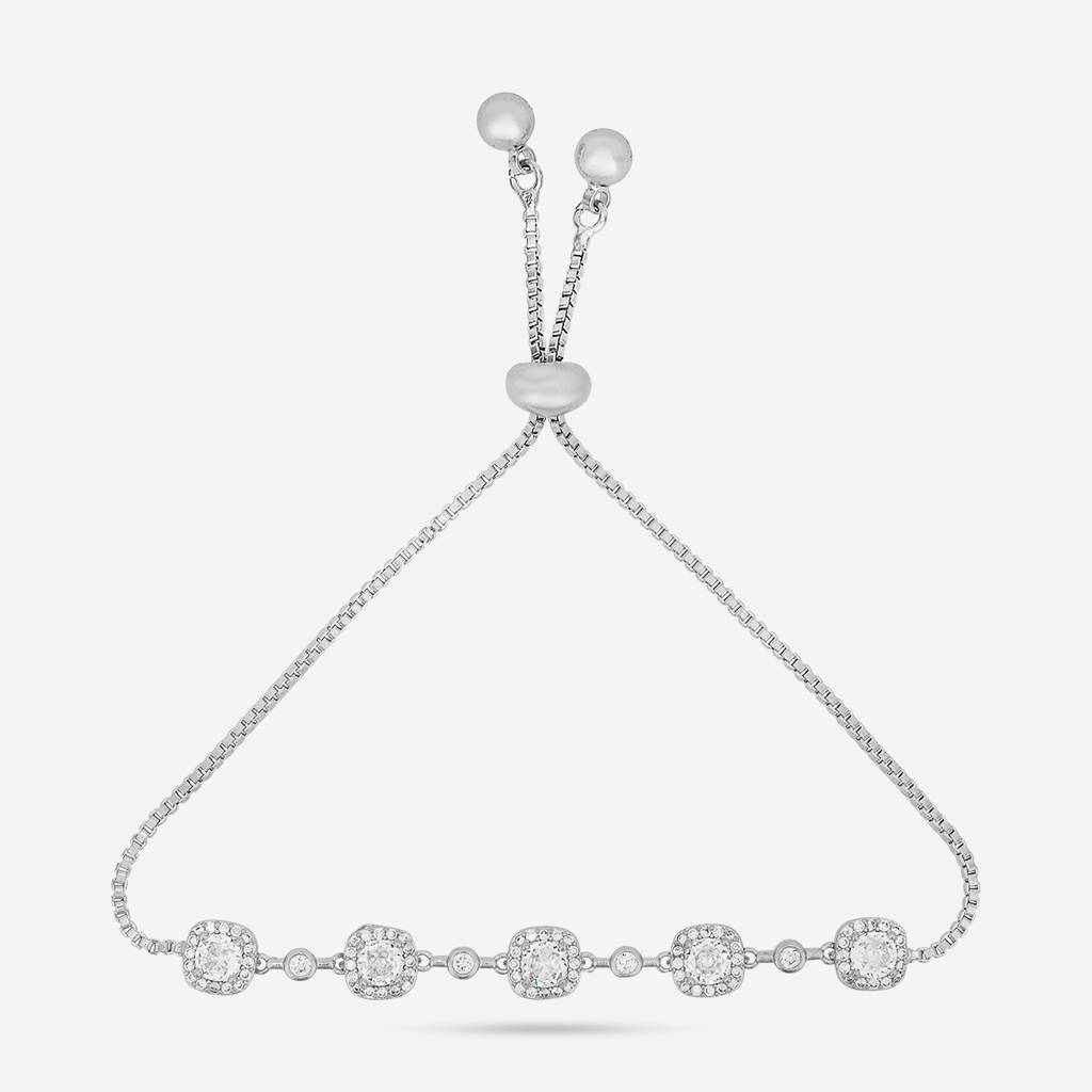 White Rodium Plated -Party Wear Zircon Bracelet -454471 : 454471