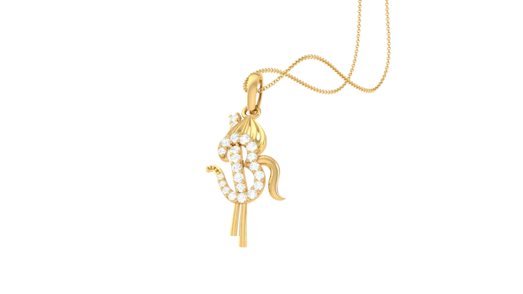 Om Diamond Men'S Pendant | Khanda-Inspired Design With Round Brilliant Diamonds : PD-CC-CZP-36-YE-Silver925-LabD