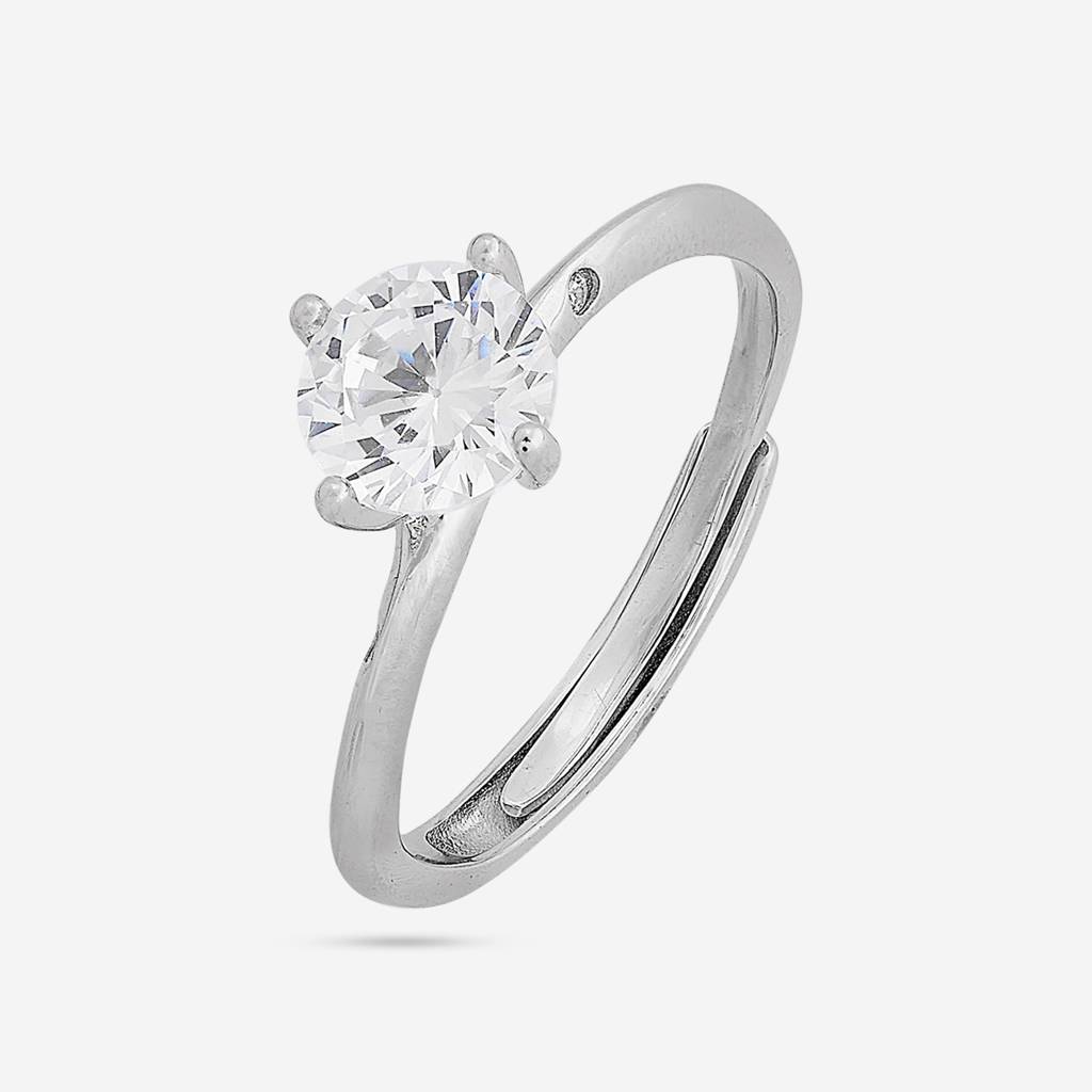 White - Plated Office Wear Silver Finger Ring - 453144 : 453145