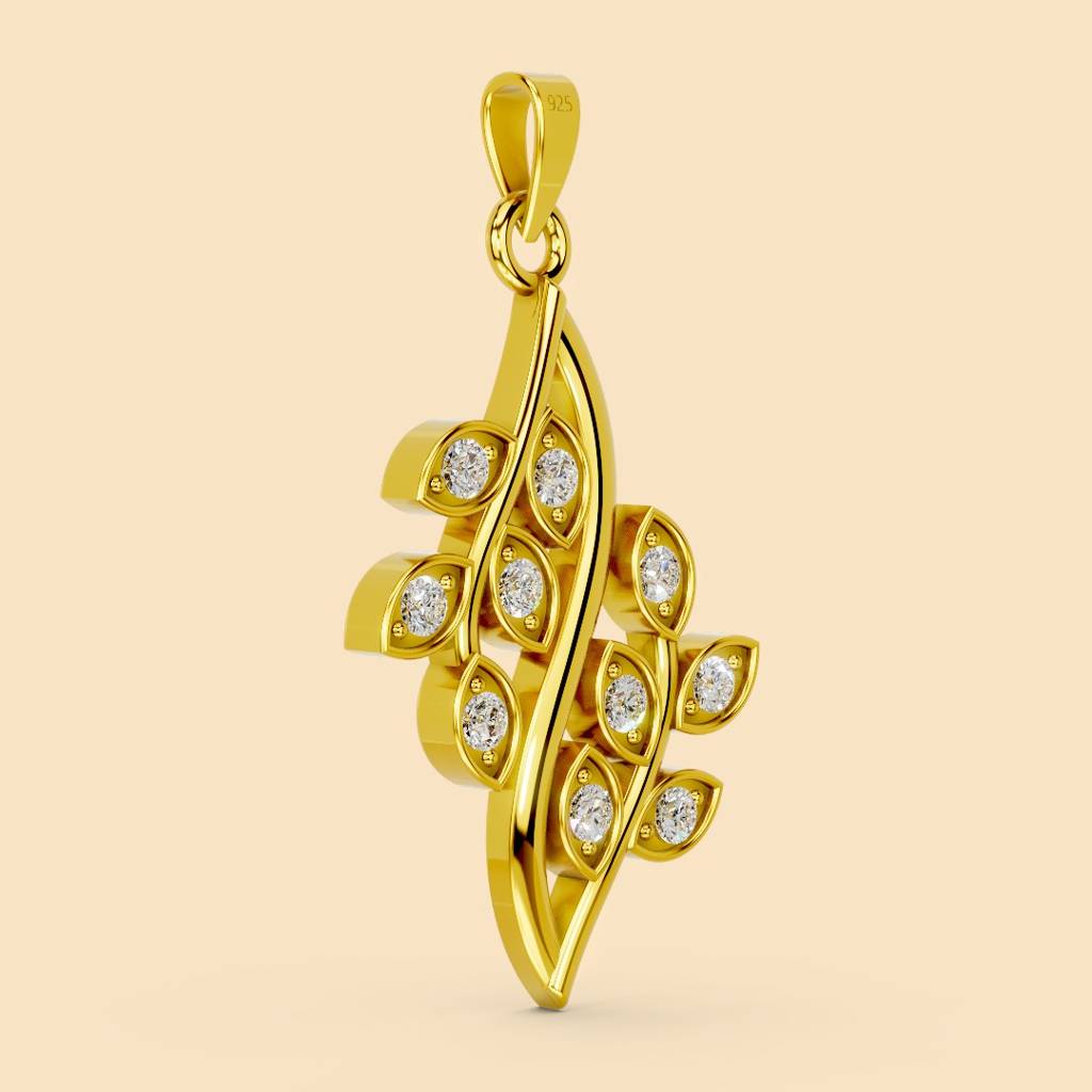 22K Gold Vermeil |Grove Pendant (Without Chain)| Pure 925 Sterling Silver With The Thickest Gold Layer : TSPN-GRO-22K-13049