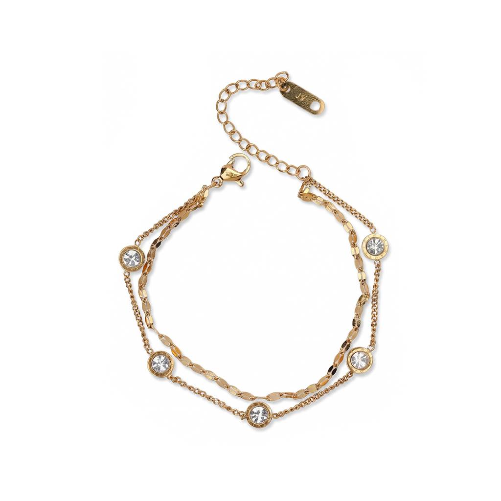 Crystal Station Layer Bracelet For Women - Waterproof & Anti-Tarnish : BR0478