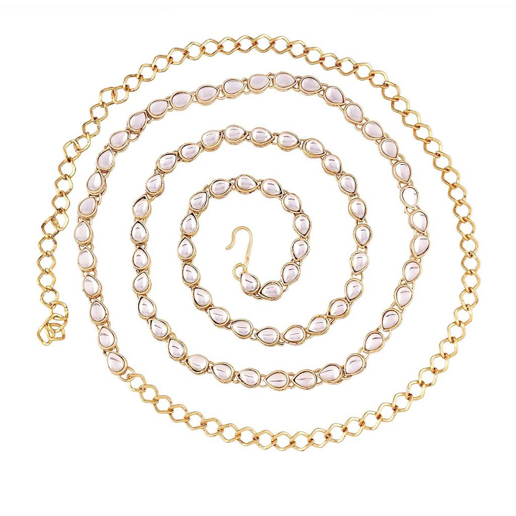Gold Plated Kundan Waist Belt Kamarband Belly Chain For Women Traditional Jewellery : PF37BCH019W