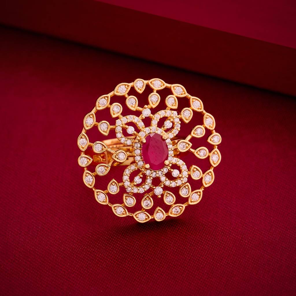 Gold - Plated Bridesmaid Zircon Finger Ring - 456448 : 456447