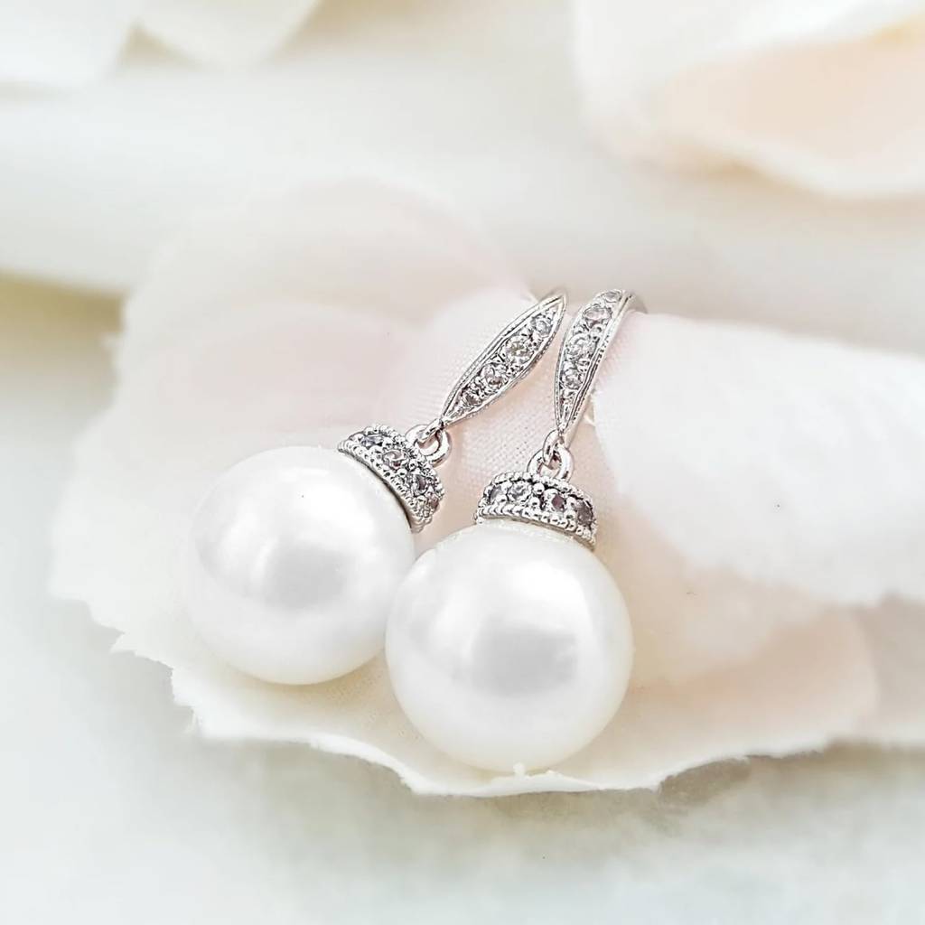 Silver Plated Pearl Studded Stylish Drop Earring Fashion Jewellery Gift For Women & Girls : PX9E3024W