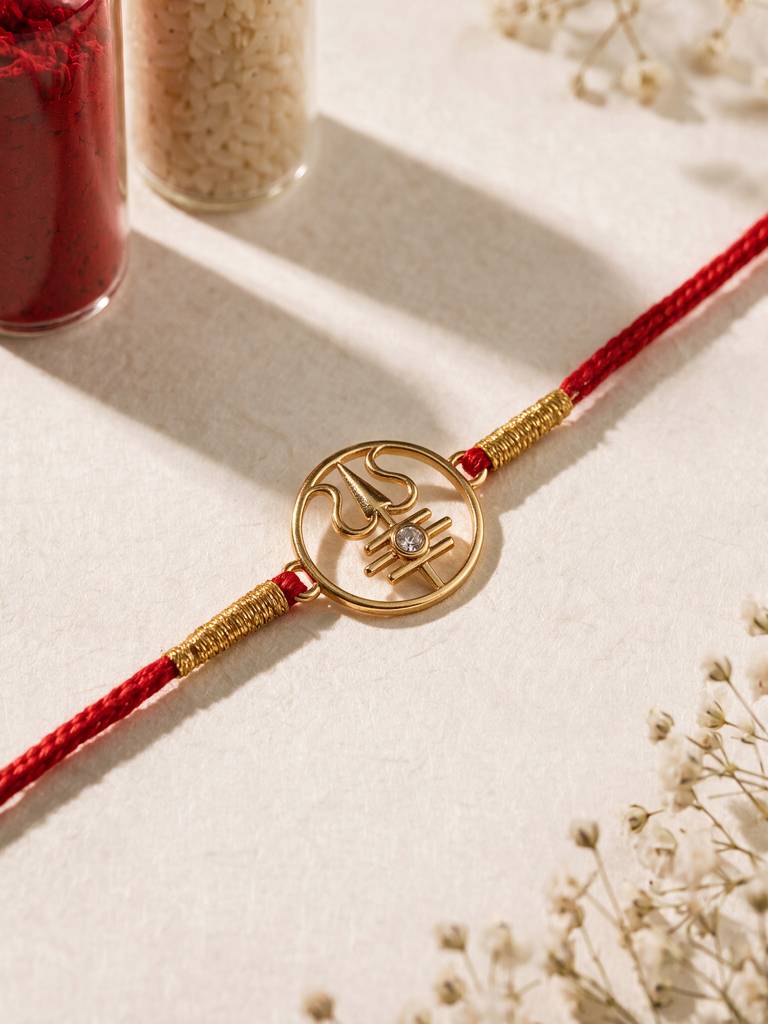 Elegant Crystal Trinity Fine Silver Rakhi : RKS0024