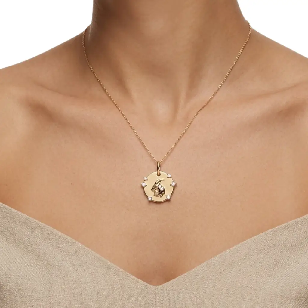 Imperial Summit | Capricorn Charm Semi Silver Pendant Necklace : VZD01-CPRN-SM-C