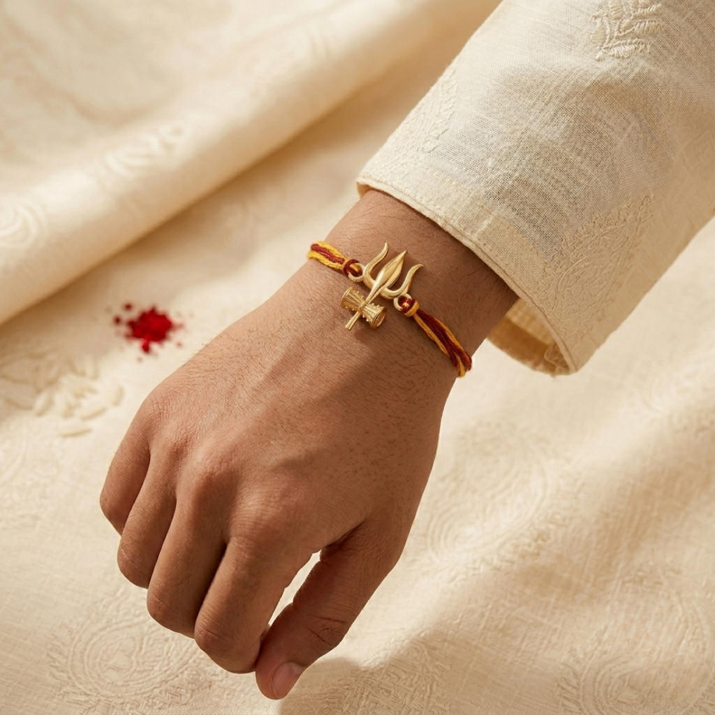 Trishul Damroo 925 Sterling Silver Rakhi For Brother : RB-0001