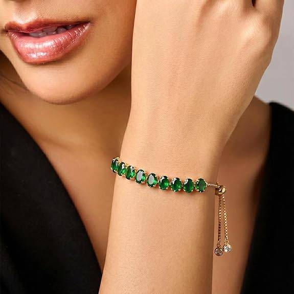 Green Gold Plated Fancy Bracelet For Women Crystal Studded Casual & Festive Wear Jewellery Gift For Her : PX9B252GRN