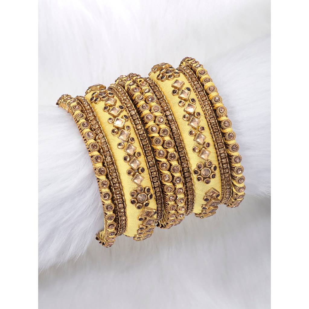 Peora Velvet Matching Fancy Silk Thread Chuda Bangle Set Navratri Gift For Women : PF51B46LCT