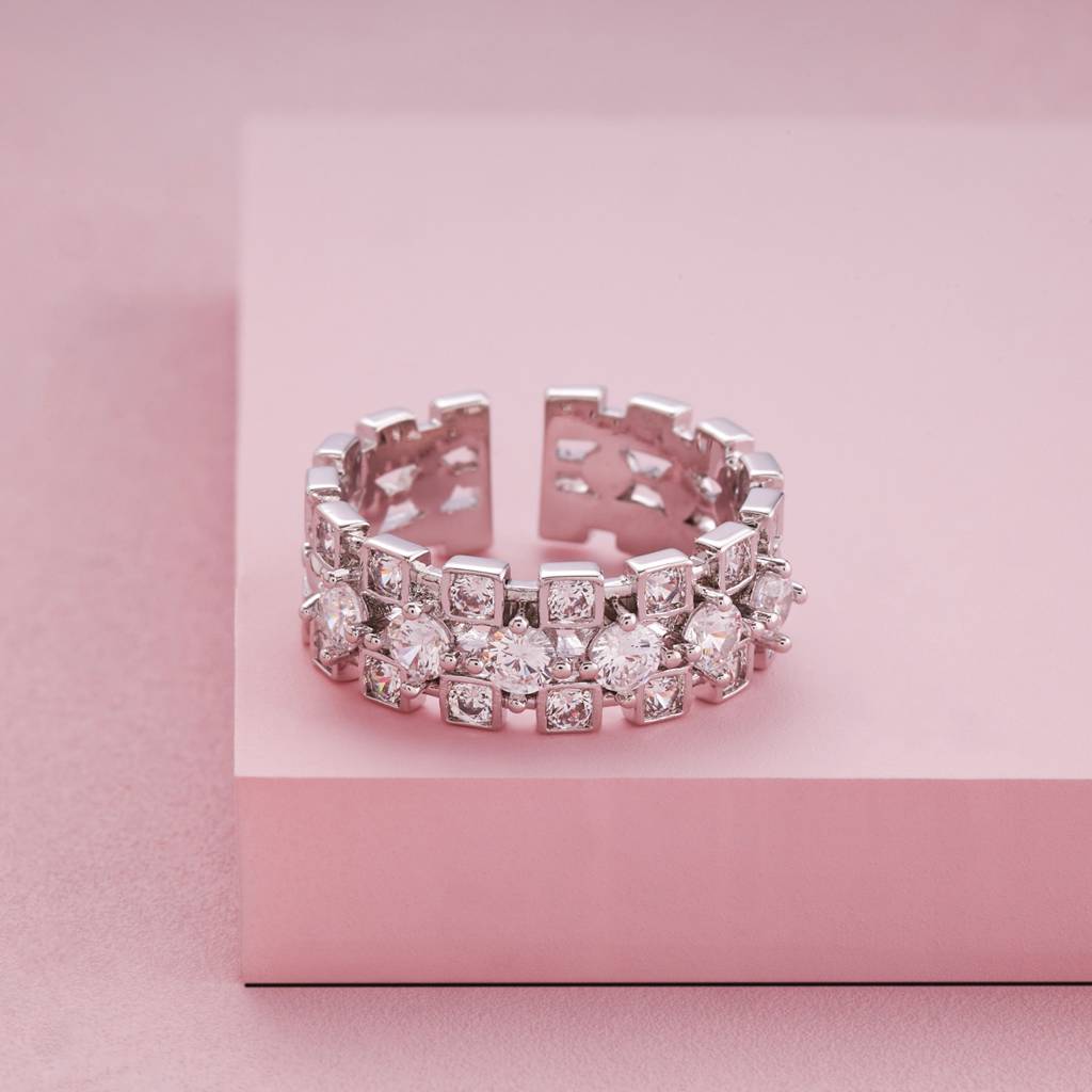 Plated Casual Wear Trendy Zircon Finger Ring - 464132 : 464133