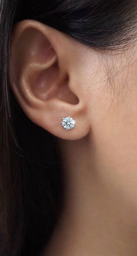 50 Cents Each Classic Solitaire Diamond Premium Stud Earrings For Women With Premium Screw Backs On Pure 925 Silver : TE2164_2