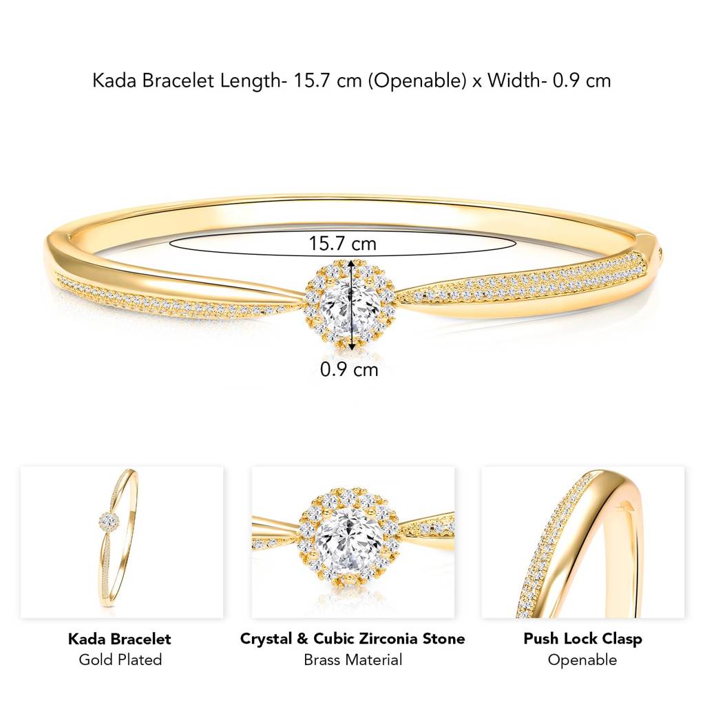 Crystal & Cz Studded Fancy Kada Bracelet Fashion Jewellery Gift For Women : PF68K205G