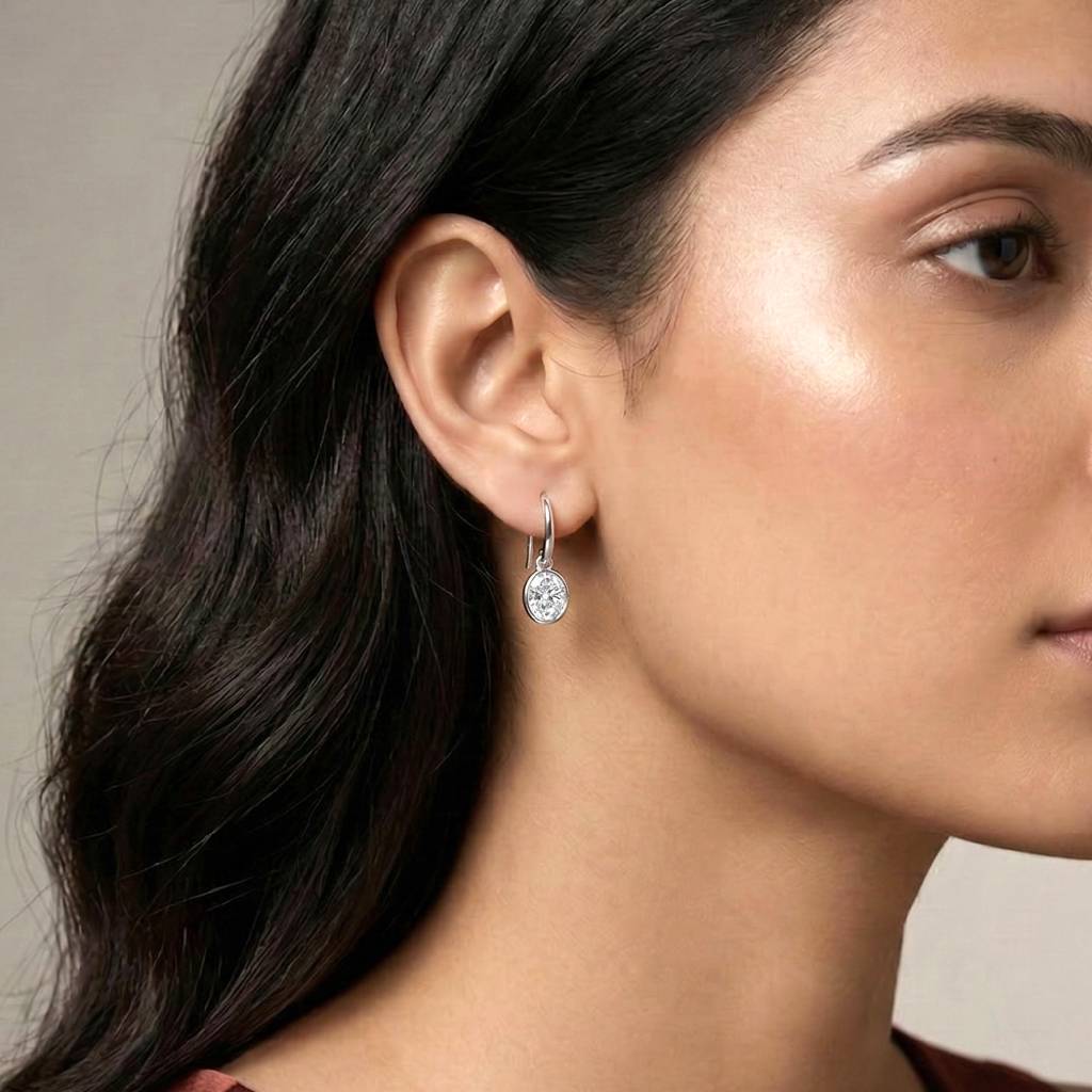 White Stylish Drop Earrings For Women & Girls | Silver Plated | Crystal Studded | Fancy Contemporary Jewellery | B : PX9E3058W