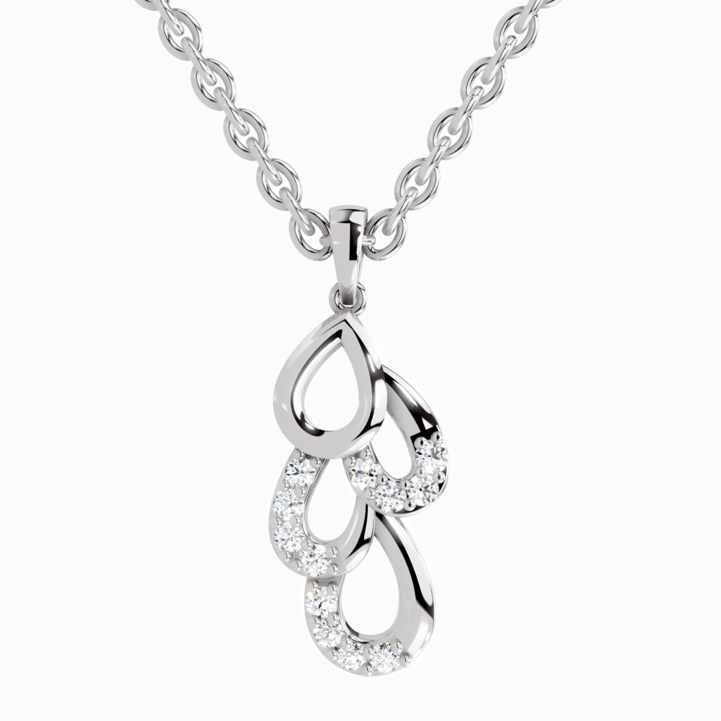 Lab Grown Diamond 0.12 Carat Drop Pendant 14K : SPP15893-PD-14KW-012CT