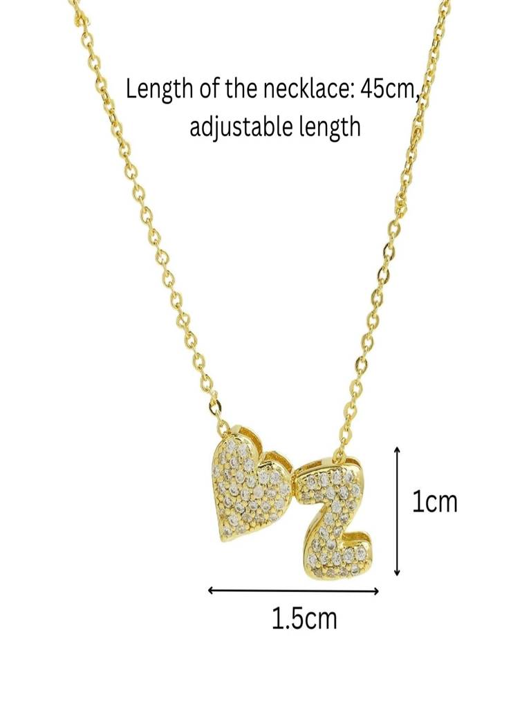 Reversible Initial Letter & Heart With Zircons Gold Plated Antitarnish Pendant : ABY0226P201GZ