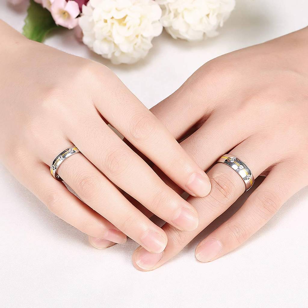 316L Stainless Steel Diamond Cut Cz Band Ring For Men Boys : PX9R74-9