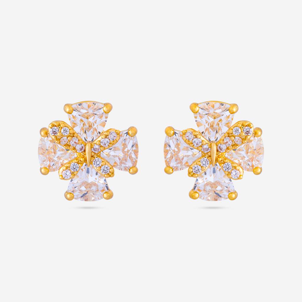 White - Plated Casual Wear Trendy Zircon Earring - 466994 : 466994