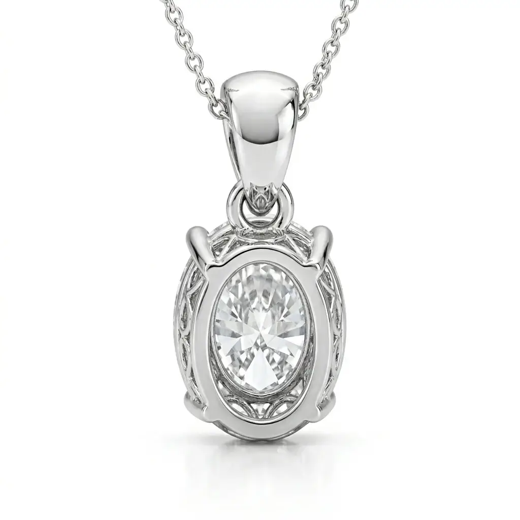 0.25 Ct Oval Diamond Women'S Pendant | Prong-Set Solitaire Design : PD-CC-0.25OVAI13-YE-Silver925-LabD