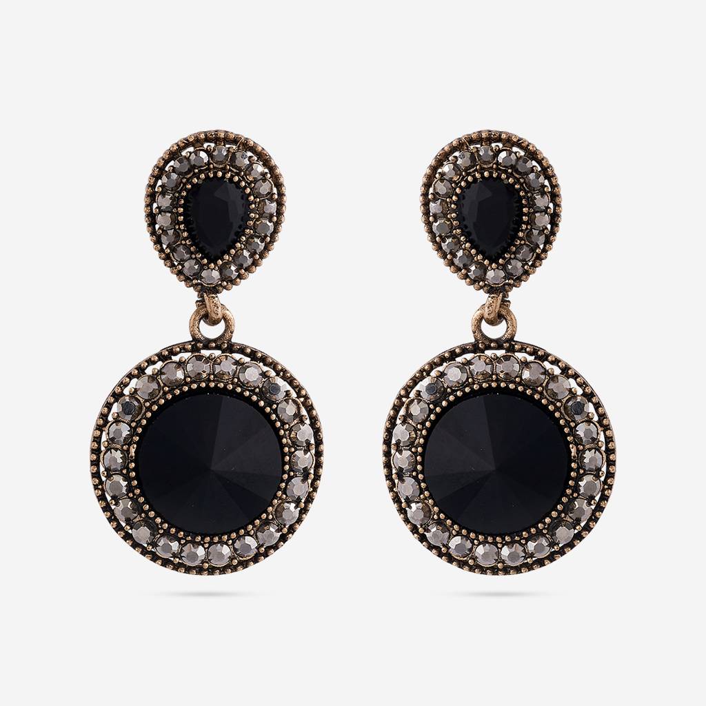 Black Oxidised - Plated Casual Wear Trendy Earring - 450863 : 450864