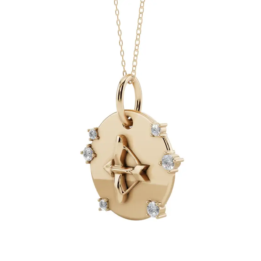 Sagitta Voyage | Sagittarius Charm Semi Silver Pendant Necklace : VZD01-SGTR-SM
